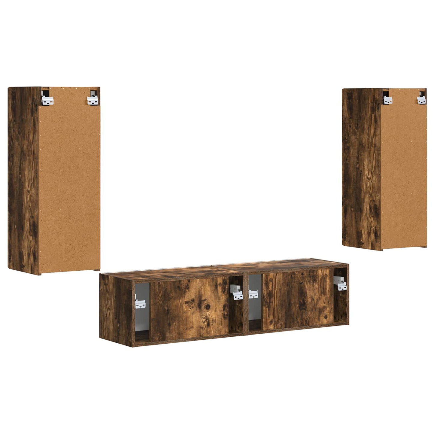 vidaXL TV Cabinet Set Wall-mounted 2 pcs Smoked Oak Engineered Wood