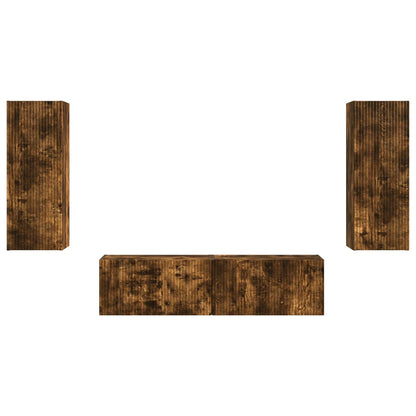 vidaXL TV Cabinet Set Wall-mounted 2 pcs Smoked Oak Engineered Wood