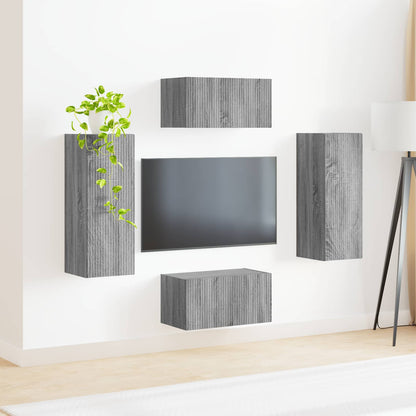 vidaXL TV Cabinet Set Wall-mounted 2 pcs Grey Sonoma Engineered Wood