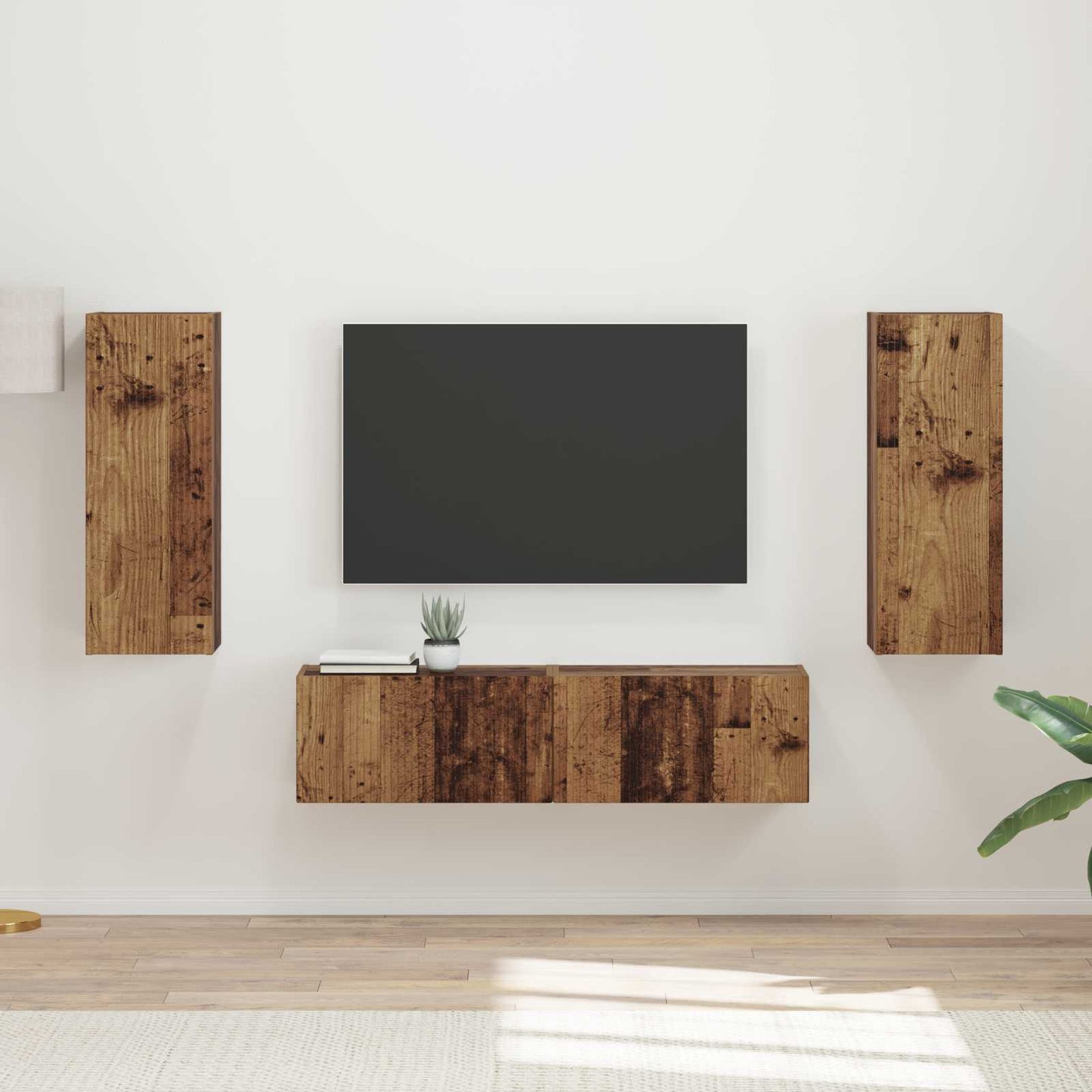 vidaXL TV Cabinet Set Wall-mounted 2 pcs Old Wood Engineered Wood