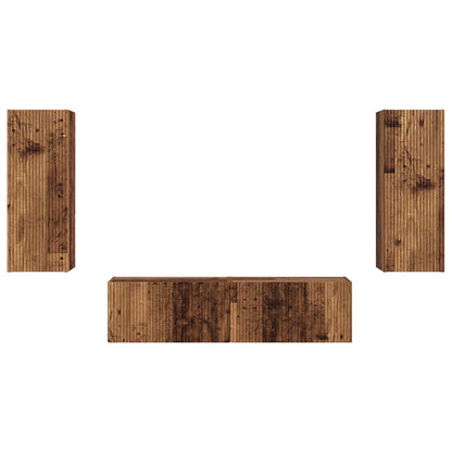 vidaXL TV Cabinet Set Wall-mounted 2 pcs Old Wood Engineered Wood