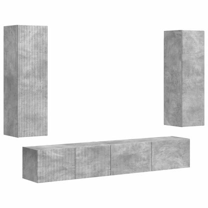 vidaXL TV Cabinet Set Wall-mounted 3 pcs Concrete Grey Engineered Wood