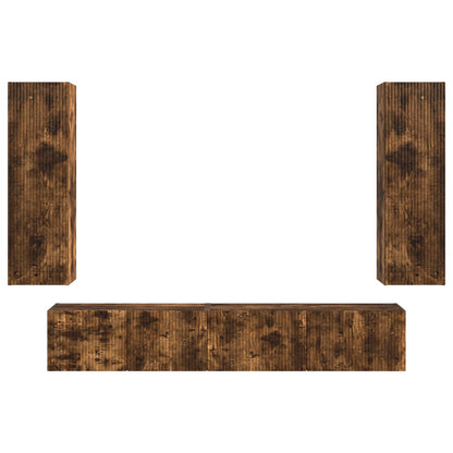 vidaXL TV Cabinet Set Wall-mounted 3 pcs Smoked Oak Engineered Wood