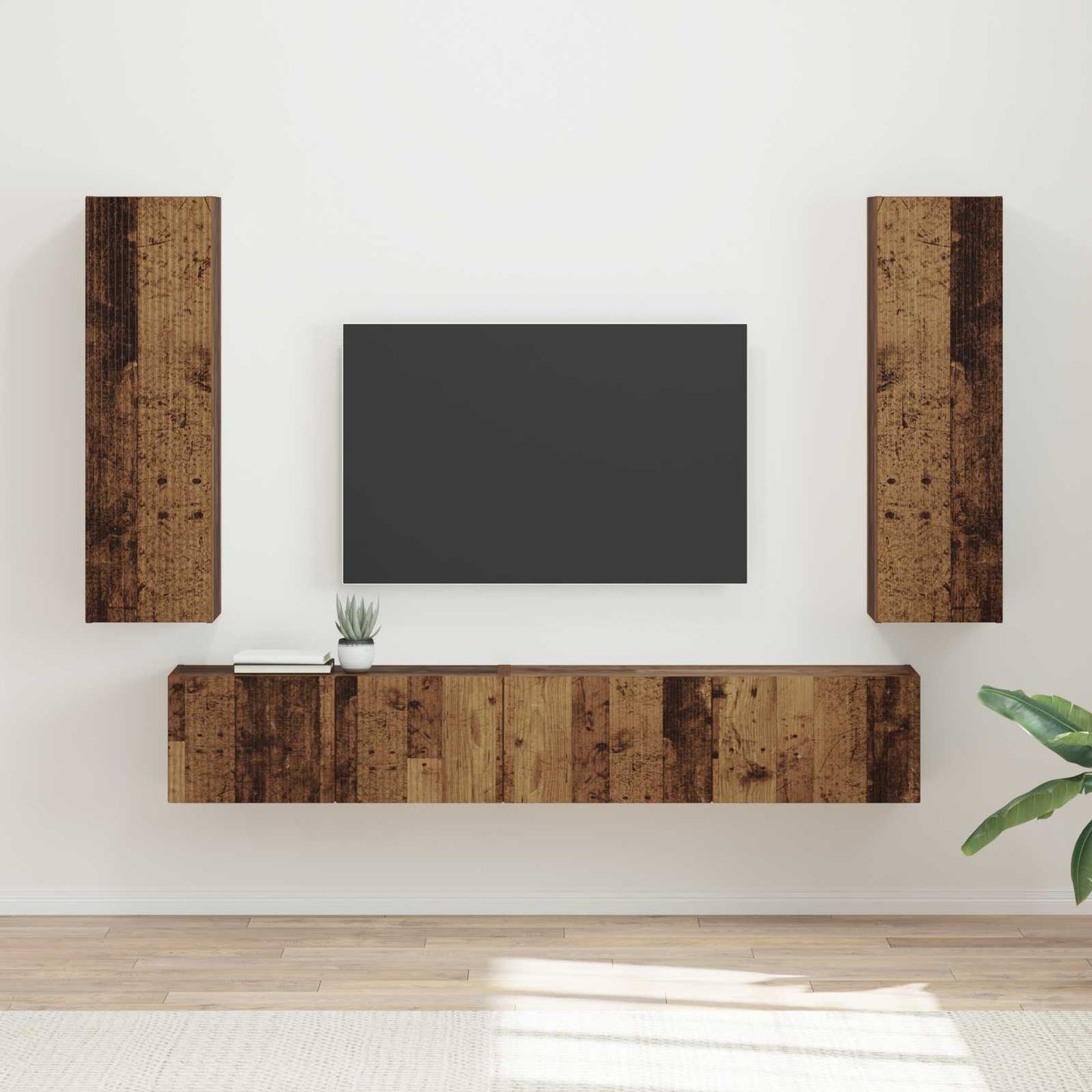 vidaXL TV Cabinet Set Wall-mounted 3 pcs Old Wood Engineered Wood