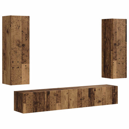 vidaXL TV Cabinet Set Wall-mounted 3 pcs Old Wood Engineered Wood