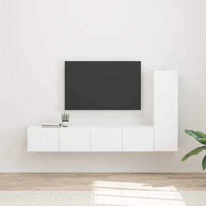vidaXL TV Cabinet Set Wall-mounted 3 pcs White Engineered Wood