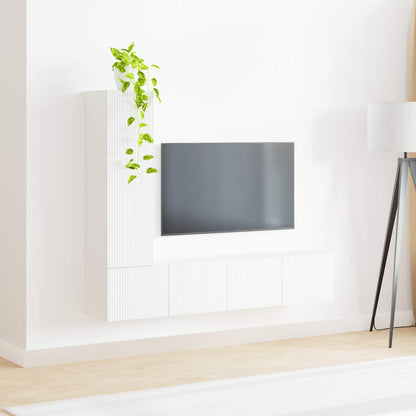 vidaXL TV Cabinet Set Wall-mounted 3 pcs White Engineered Wood