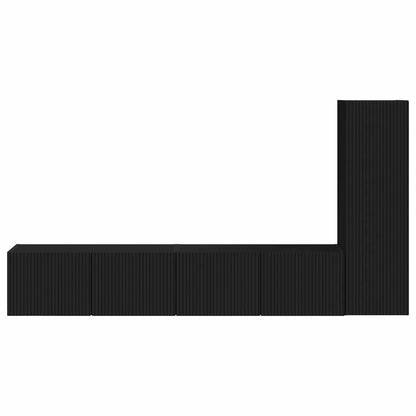 vidaXL TV Cabinet Set Wall-mounted 3 pcs Black Engineered Wood