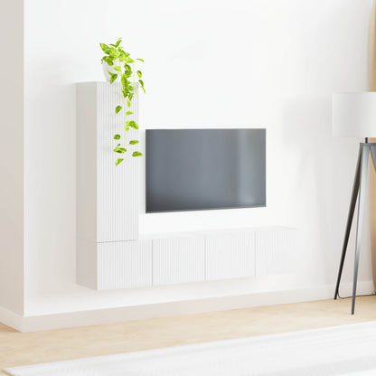 vidaXL TV Cabinet Set 3 pcs High Gloss White Engineered Wood