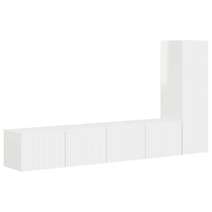 vidaXL TV Cabinet Set 3 pcs High Gloss White Engineered Wood