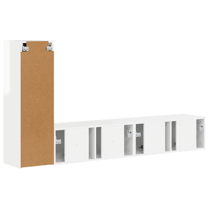 vidaXL TV Cabinet Set 3 pcs High Gloss White Engineered Wood