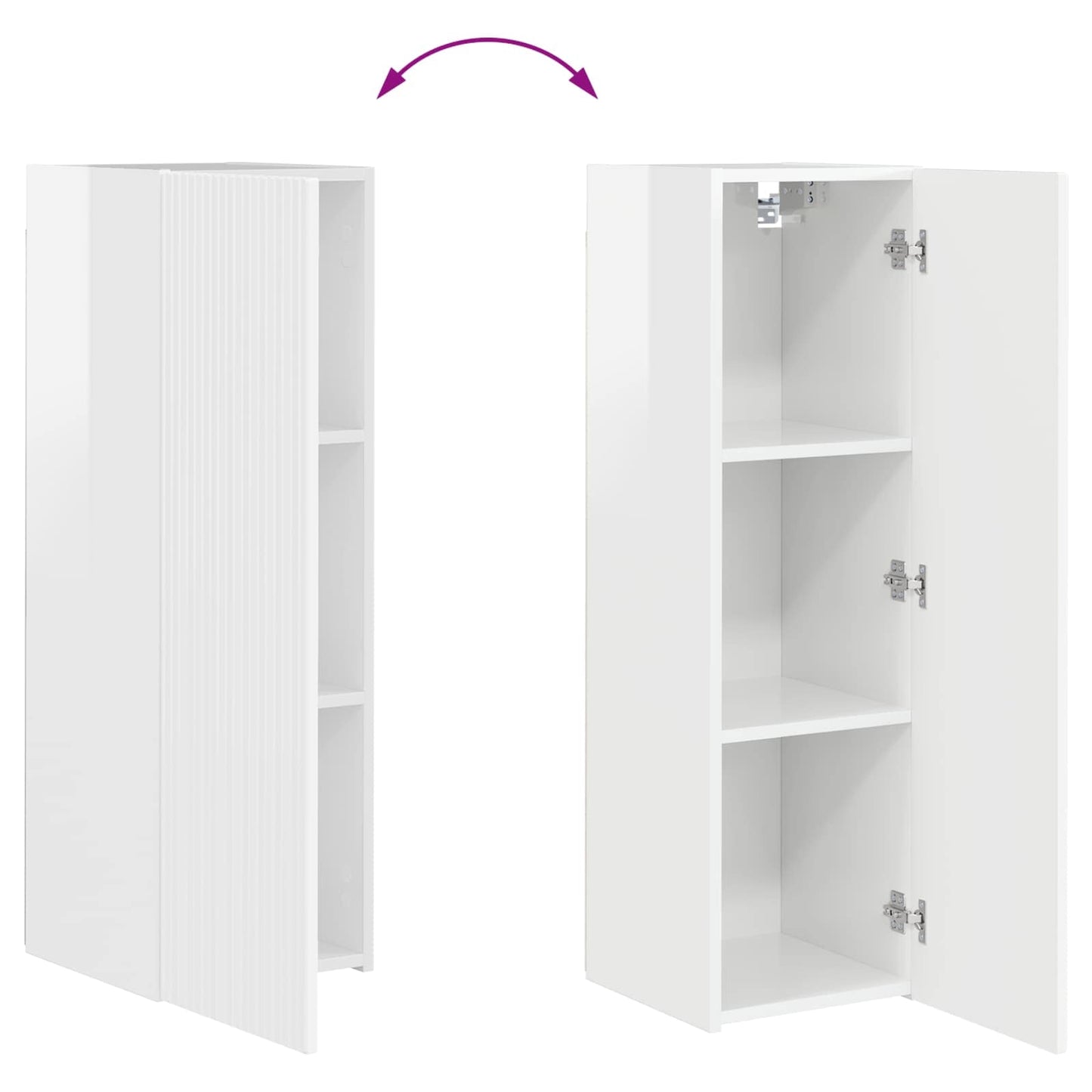 vidaXL TV Cabinet Set 3 pcs High Gloss White Engineered Wood