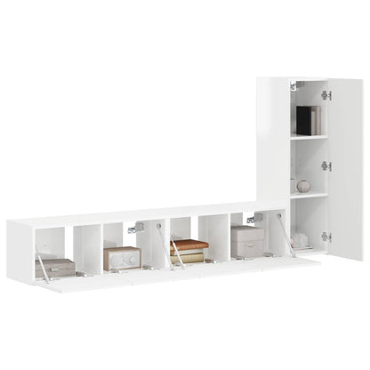 vidaXL TV Cabinet Set 3 pcs High Gloss White Engineered Wood