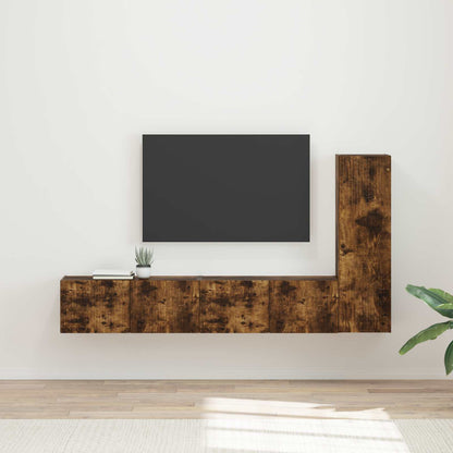 vidaXL TV Cabinet Set Wall-mounted 3 pcs Smoked Oak Engineered Wood