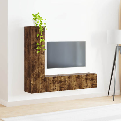 vidaXL TV Cabinet Set Wall-mounted 3 pcs Smoked Oak Engineered Wood