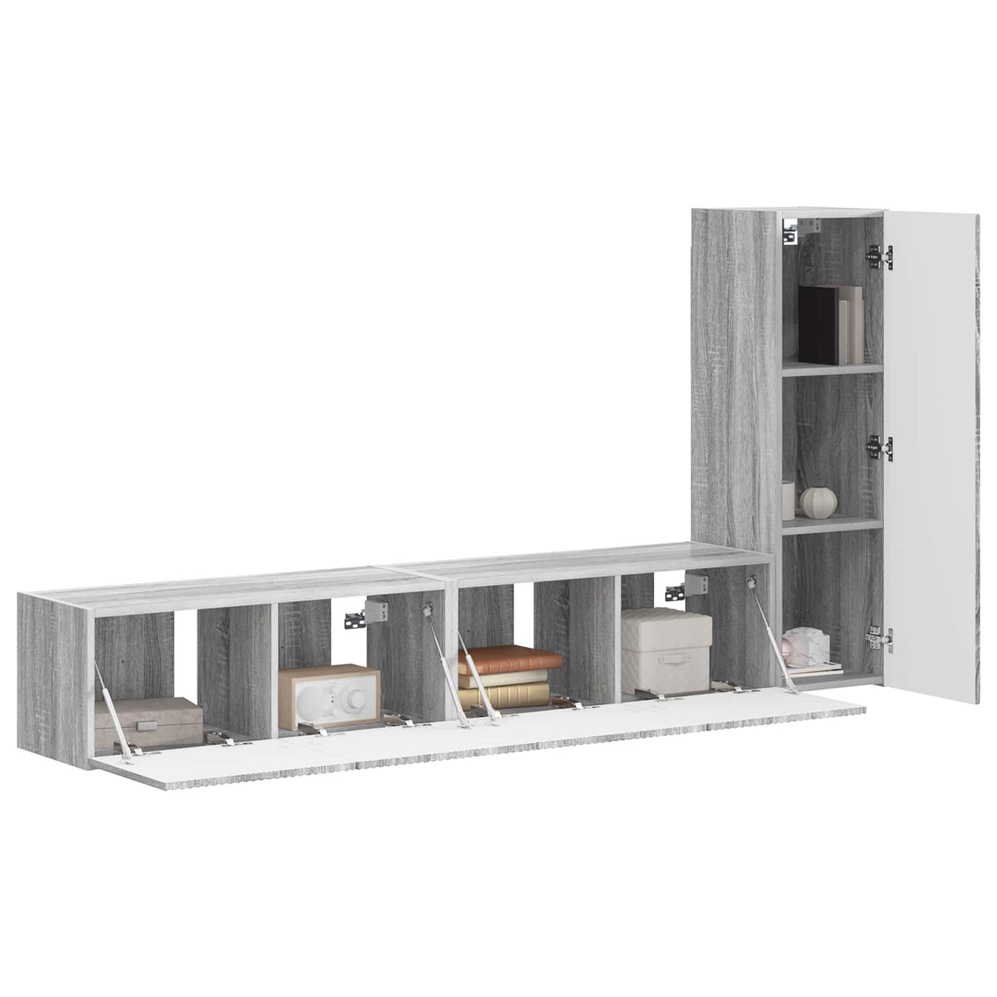 vidaXL TV Cabinet Set Wall-mounted 3 pcs Grey Sonoma Engineered Wood