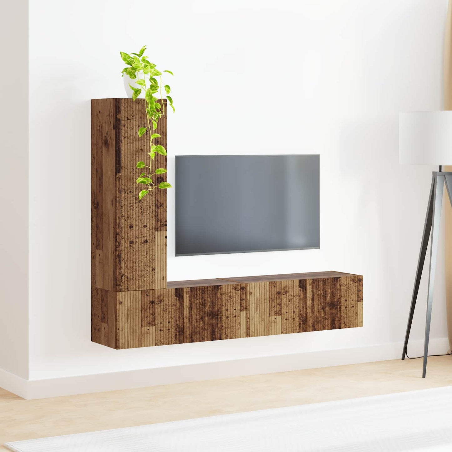 vidaXL TV Cabinet Set Wall-mounted 3 pcs Old Wood Engineered Wood