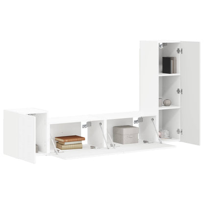vidaXL TV Cabinet Set Wall-mounted 4 pcs White Engineered Wood