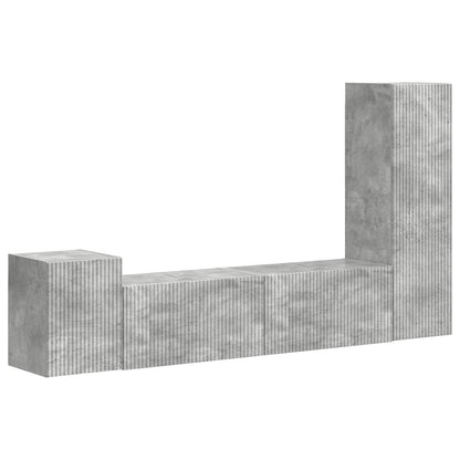 vidaXL TV Cabinet Set Wall-mounted 4 pcs Concrete Grey Engineered Wood