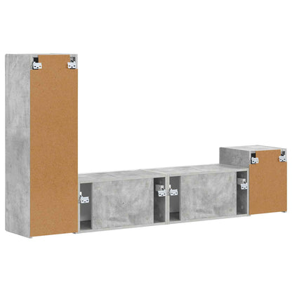 vidaXL TV Cabinet Set Wall-mounted 4 pcs Concrete Grey Engineered Wood