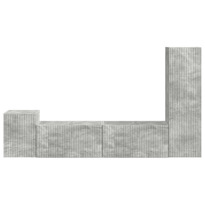 vidaXL TV Cabinet Set Wall-mounted 4 pcs Concrete Grey Engineered Wood