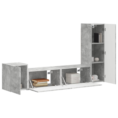 vidaXL TV Cabinet Set Wall-mounted 4 pcs Concrete Grey Engineered Wood