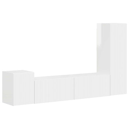 vidaXL TV Cabinet Set 4 pcs High Gloss White Engineered Wood