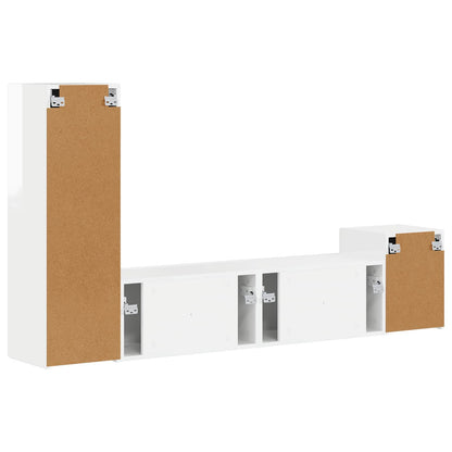 vidaXL TV Cabinet Set 4 pcs High Gloss White Engineered Wood