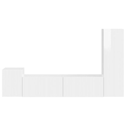 vidaXL TV Cabinet Set 4 pcs High Gloss White Engineered Wood