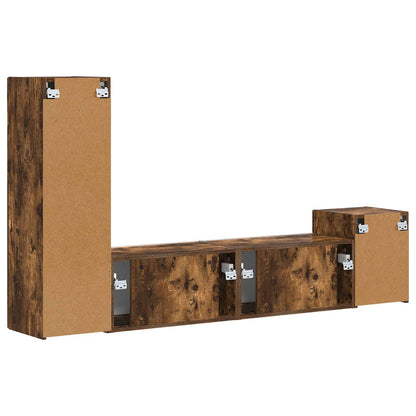 vidaXL TV Cabinet Set Wall-mounted 4 pcs Smoked Oak Engineered Wood