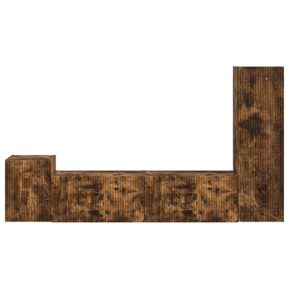 vidaXL TV Cabinet Set Wall-mounted 4 pcs Smoked Oak Engineered Wood