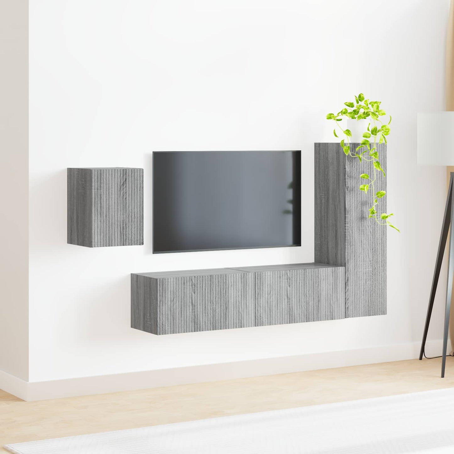 vidaXL TV Cabinet Set Wall-mounted 4 pcs Grey Sonoma Engineered Wood