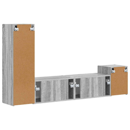 vidaXL TV Cabinet Set Wall-mounted 4 pcs Grey Sonoma Engineered Wood