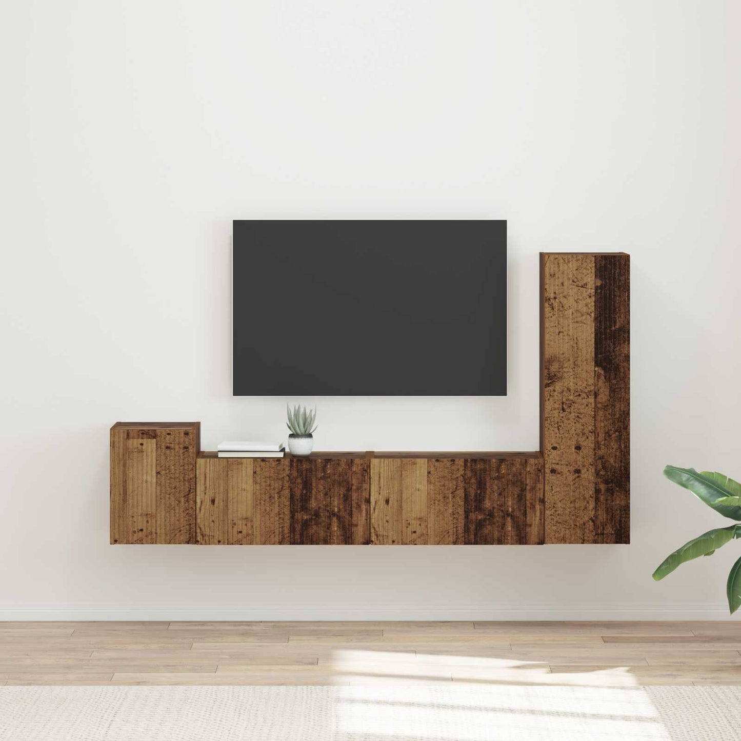 vidaXL TV Cabinet Set Wall-mounted 4 pcs Old Wood Engineered Wood
