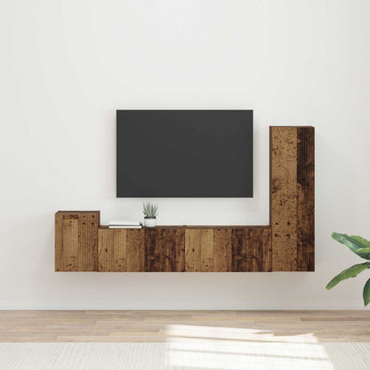 vidaXL TV Cabinet Set Wall-mounted 4 pcs Old Wood Engineered Wood