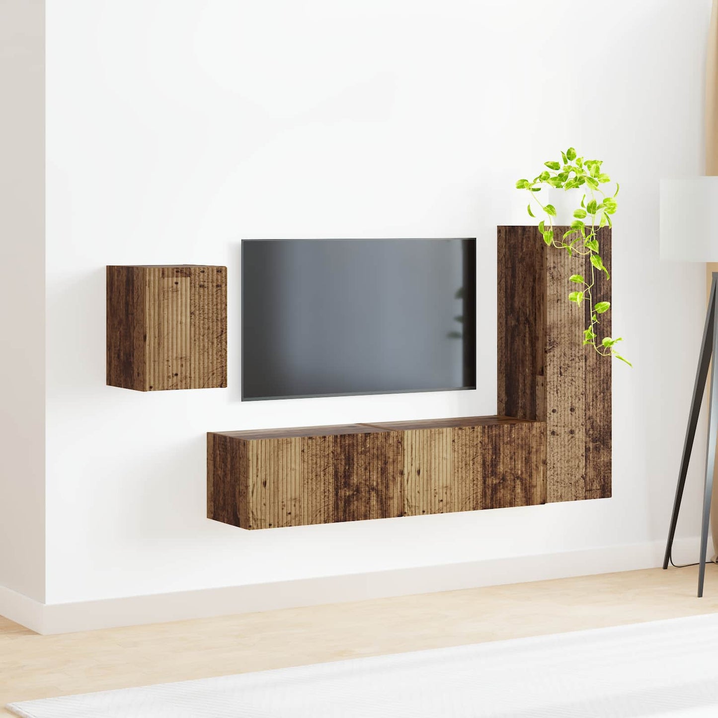 vidaXL TV Cabinet Set Wall-mounted 4 pcs Old Wood Engineered Wood