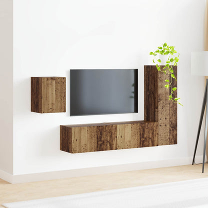 vidaXL TV Cabinet Set Wall-mounted 4 pcs Old Wood Engineered Wood