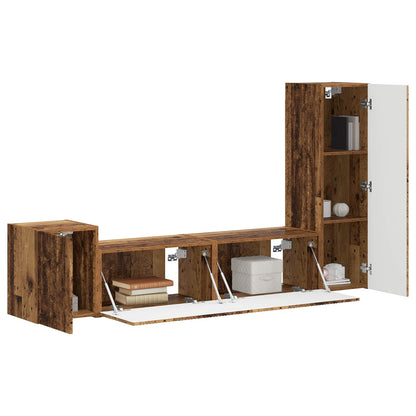 vidaXL TV Cabinet Set Wall-mounted 4 pcs Old Wood Engineered Wood