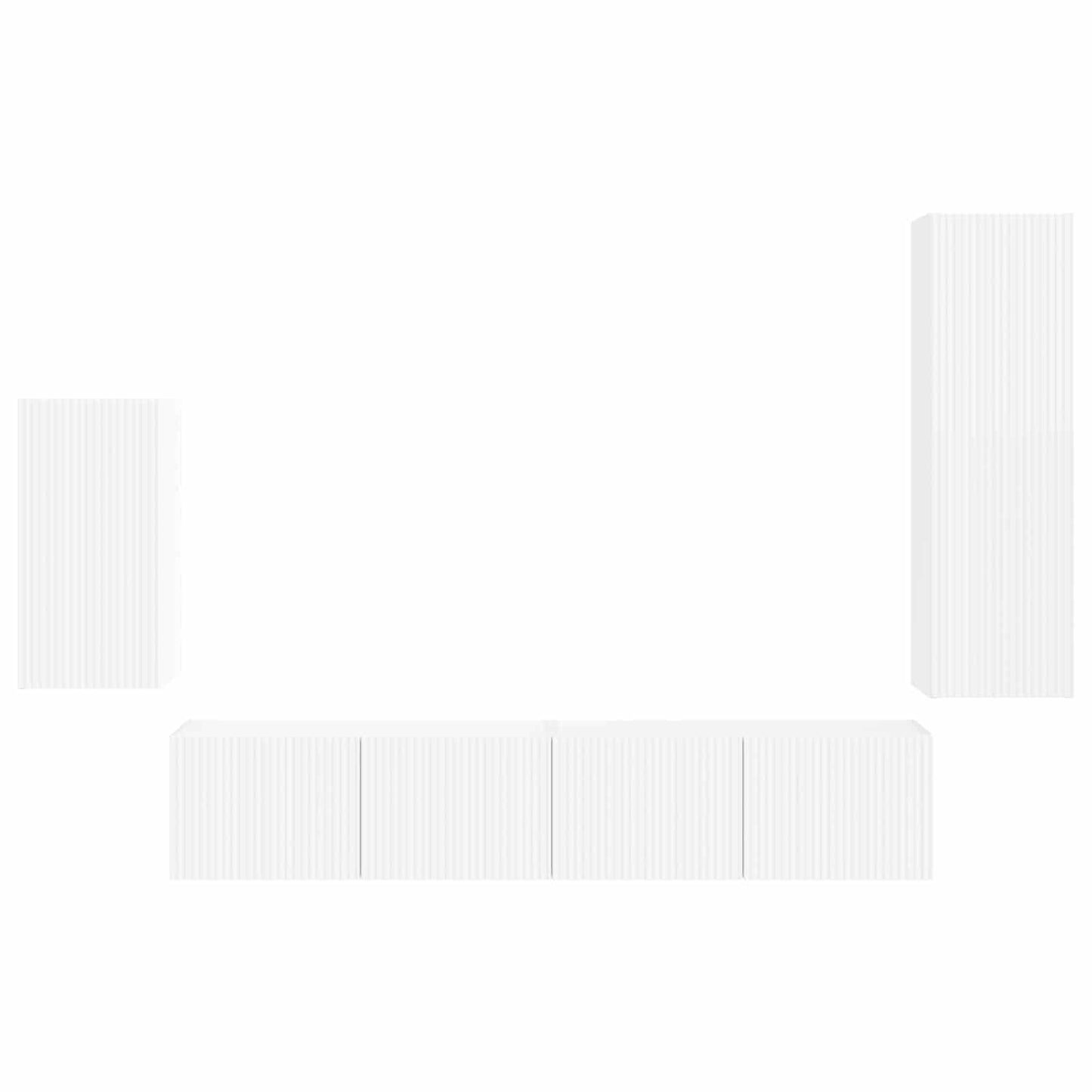 vidaXL TV Cabinet Set Wall-mounted 4 pcs White Engineered Wood