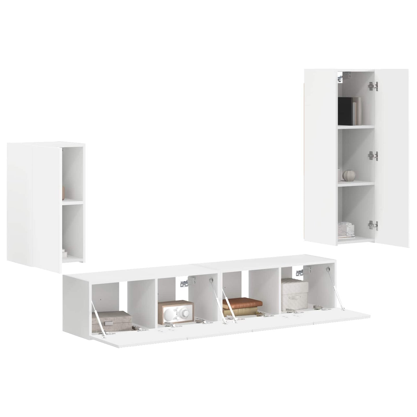 vidaXL TV Cabinet Set Wall-mounted 4 pcs White Engineered Wood