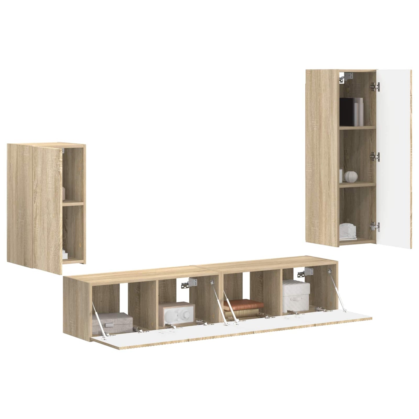 vidaXL TV Cabinet Set Wall-mounted 4 pcs Sonoma Oak Engineered Wood