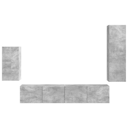 vidaXL TV Cabinet Set Wall-mounted 4 pcs Concrete Grey Engineered Wood