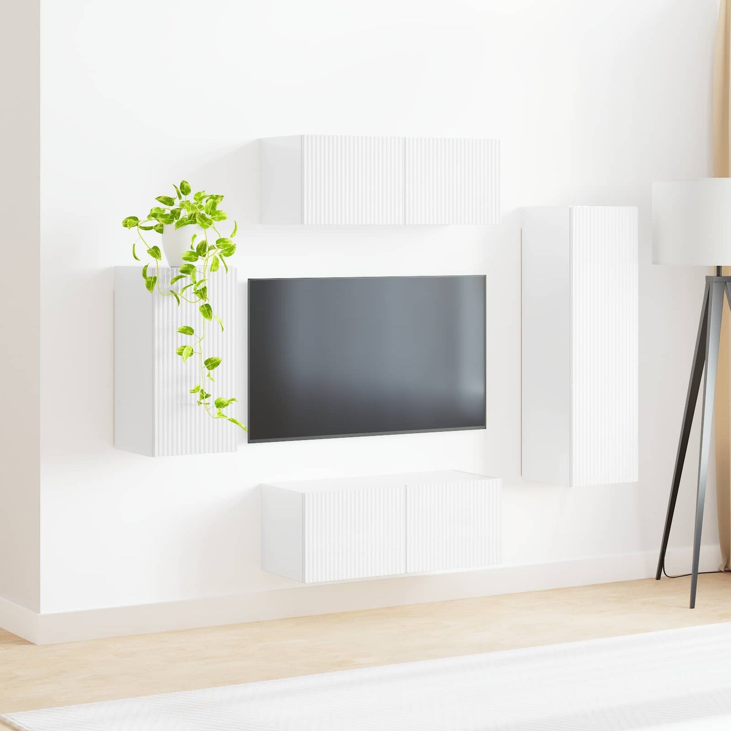 vidaXL TV Cabinet Set 4 pcs High Gloss White Engineered Wood