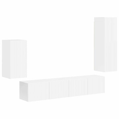 vidaXL TV Cabinet Set 4 pcs High Gloss White Engineered Wood
