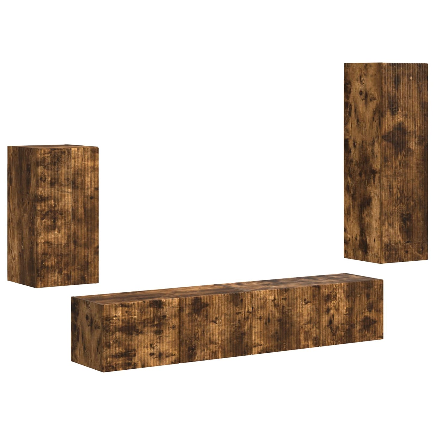 vidaXL TV Cabinet Set Wall-mounted 4 pcs Smoked Oak Engineered Wood