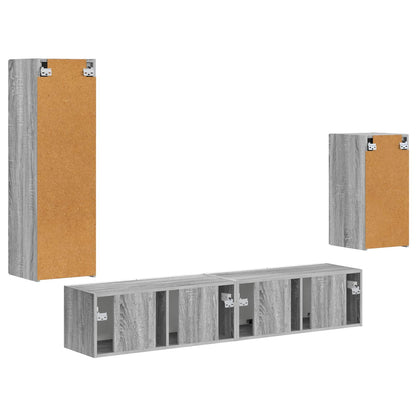 vidaXL TV Cabinet Set Wall-mounted 4 pcs Grey Sonoma Engineered Wood