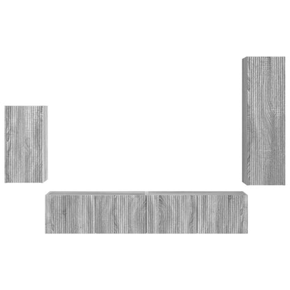 vidaXL TV Cabinet Set Wall-mounted 4 pcs Grey Sonoma Engineered Wood