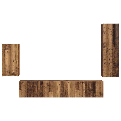 vidaXL TV Cabinet Set Wall-mounted 4 pcs Old Wood Engineered Wood
