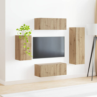 vidaXL TV Cabinet Set 4 pcs Artisan Oak Engineered Wood