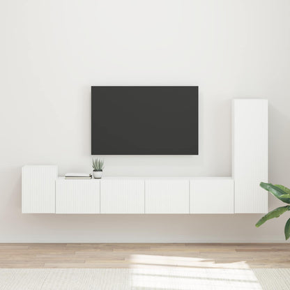 vidaXL TV Cabinet Set Wall-mounted 3 pcs White Engineered Wood